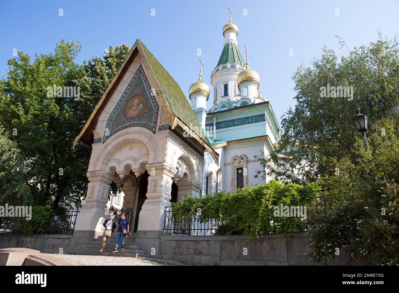 Russische Kirche Sweti Nikolaj, Sofia, Provinz Sofia, Bulgarien Stockfoto