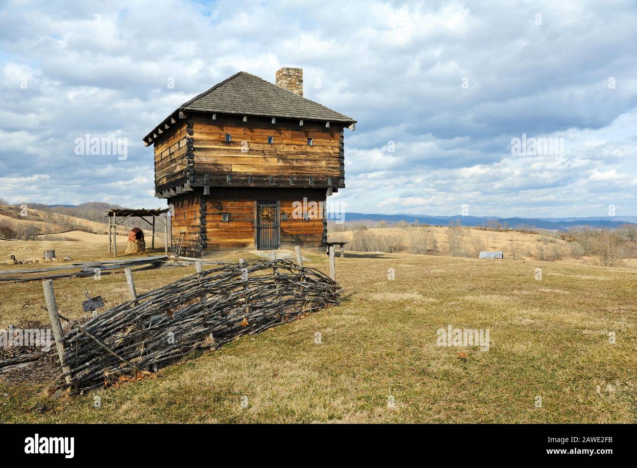 Nachbau eines Historischen Wilderness Blockhouse Stockfoto