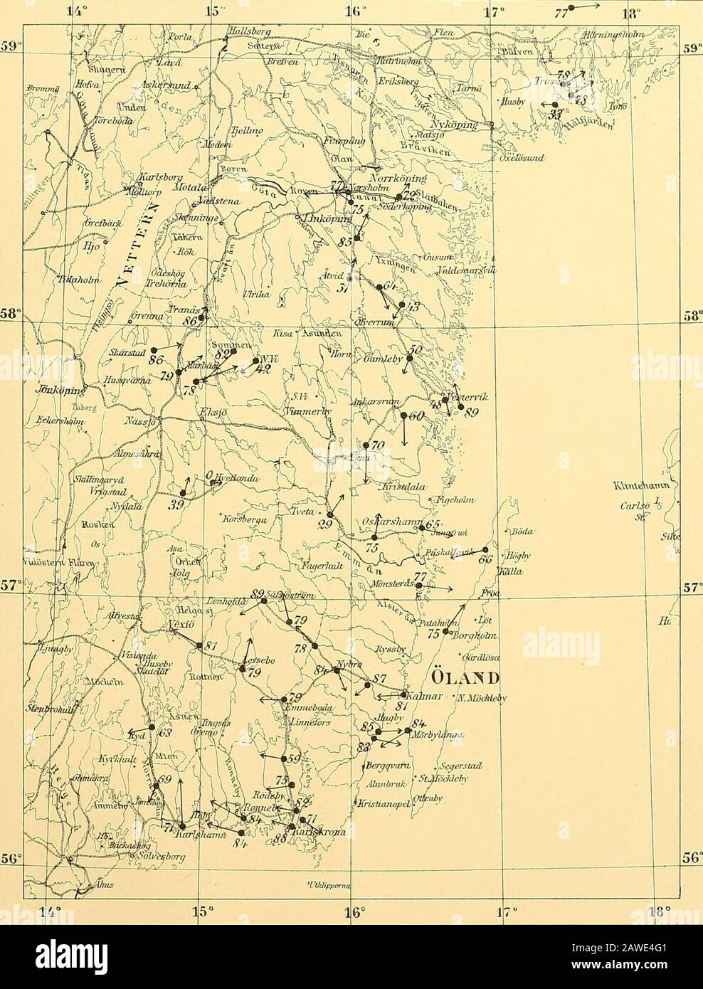 Svenska vetenskapsademien handlingar. Les Points • inäiQiienl les Stations Abeobachtung. Kol Ver. AKAD, Handl, J3d. 23 N; 6. EL IV FORCES MAGNETIQUES LOCALES I..RU- LAÖG, B. Les Ze.s fléiies indigiierit la qrandcnr et la dirction des forces locales- ( i -milliinétfe = O, 00090 C. GS.)CJ-ättres plcicés a eöté, äes points * Tnäixpjord Tincmazson de la RésiiTENTIENES^des DLINOGARS des DARS-OGARS-OGARS. Bandet 23 N;o 7. FORMELN UND TAFELN ZUE BERATUNG DER ABSOLUTEN STÖRUNGEN DER PLANETEN. HANS MASAL. DEK K. SCHWEIZERISCH AKAUE Stockfoto