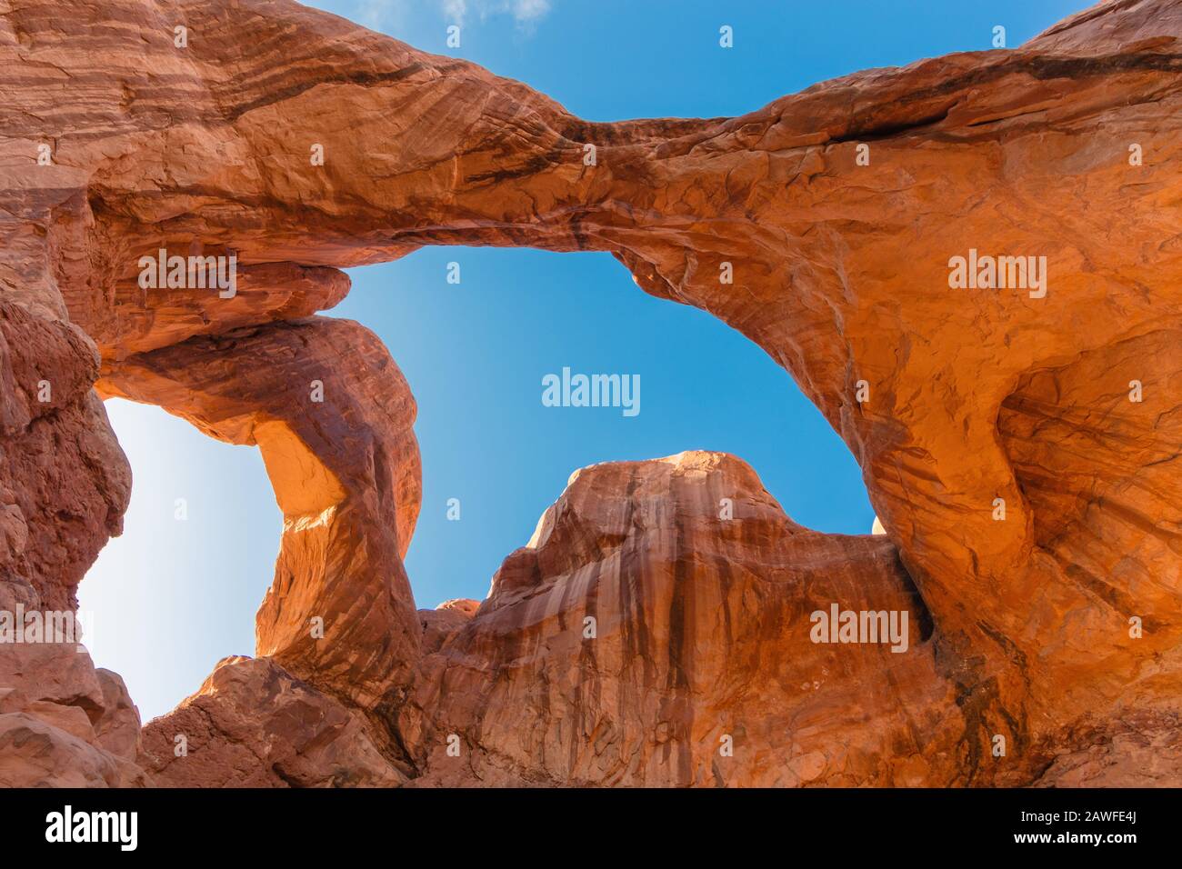 Double Arch im Arches National Park in Moab Utah Stockfoto