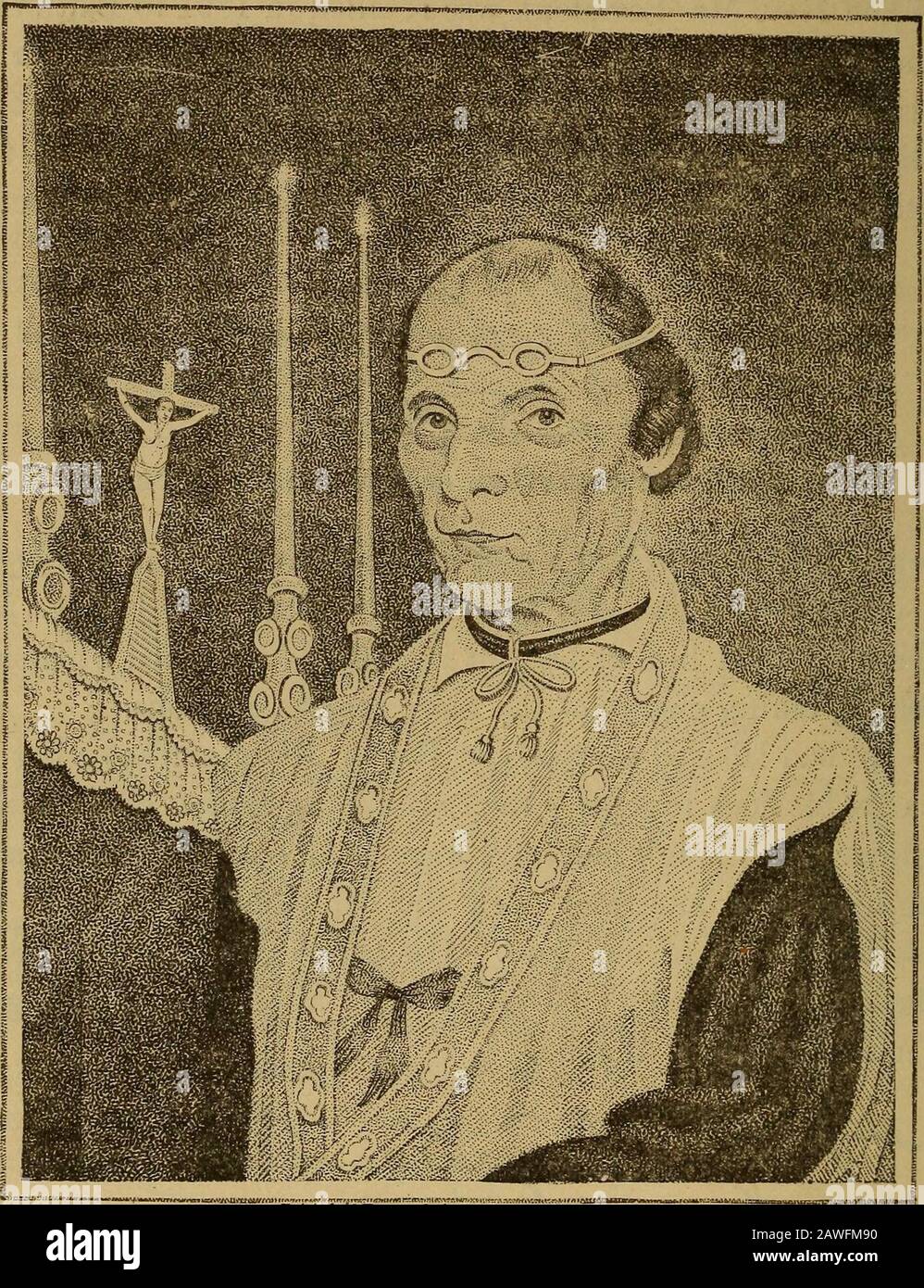 Leben und Zeiten der Meisten RevJohn Carroll, Bischof und erster Archibishop von Baltimore . S auch, um die Altarjungen zu trainieren. Rev. Mr. Dilhet schloss sich ihm im Jahr 1804 in Detroit an und eröffnete eine Klassischschule, die die Verantwortung für die abgelegeneren Missionen übernahm. Er hatte eifrig am Fluss Raisin gearbeitet und war bemüht, seine Herde zu erregen, um ihre zerfallende Kirche durch ein Gepäckstück zu ersetzen, aber obwohl Treffen abgehalten wurden und Versprechen gemacht wurden, wurde nichts getan und selbst die zugesagten Beiträge für seine Unterstützung wurden nicht bezahlt. Seine Pfarrei dehnte sich von San-dusky bis St. Joseph River am Michigansee aus und dehnte sich bis nach Süden als Fo aus Stockfoto