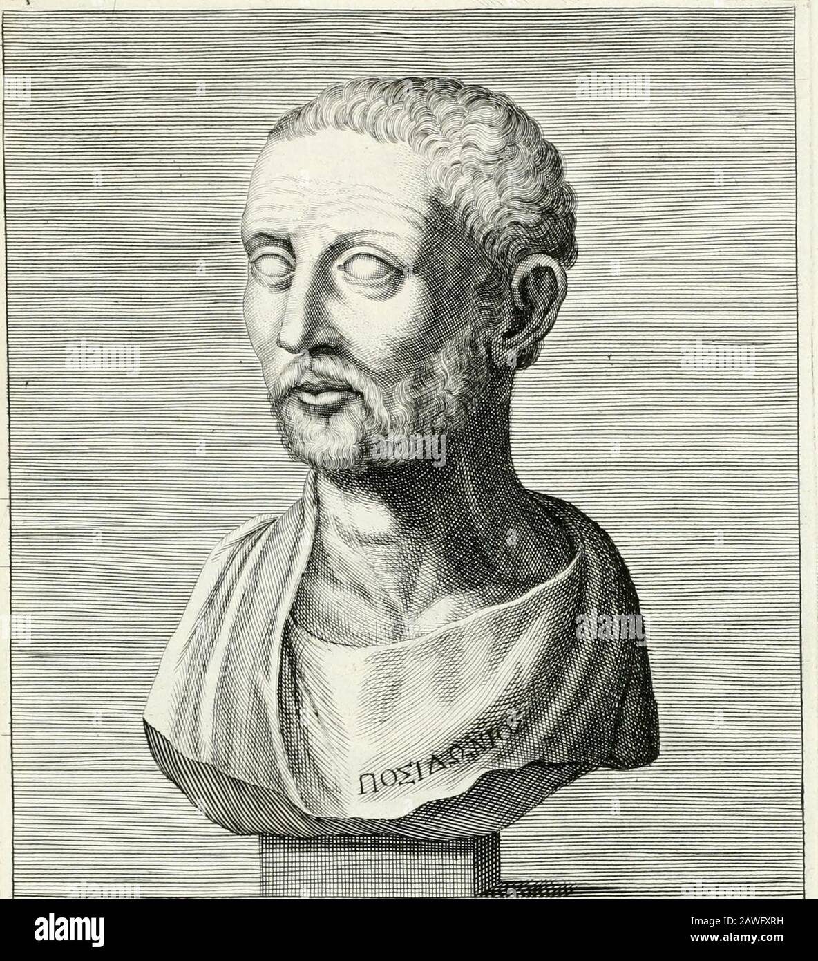 Veterum illustrum philophorum, poetarum, rhetorum, et oratorum imagines : ex vetustis nummis, gemmis, hermis, marmoribus, alijsque antiquis monumentis desumptae . Im^WMOREVS PLAT0NI5 HERMATRVNCATO CANIE InKiluvj Vriiu Btbltothcca 2,8. POSIDONIVS Sroicni Rhodi Ciceronis Pra^cevtor Aputl Carciiuil?)! Tarncsiinu in Morinore 2P. Stockfoto