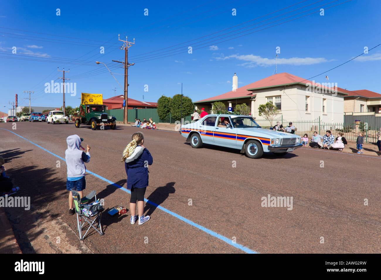 Weihnachtsparade durch die Straßen von Whyalla Eyre Peninsula South Australia Stockfoto