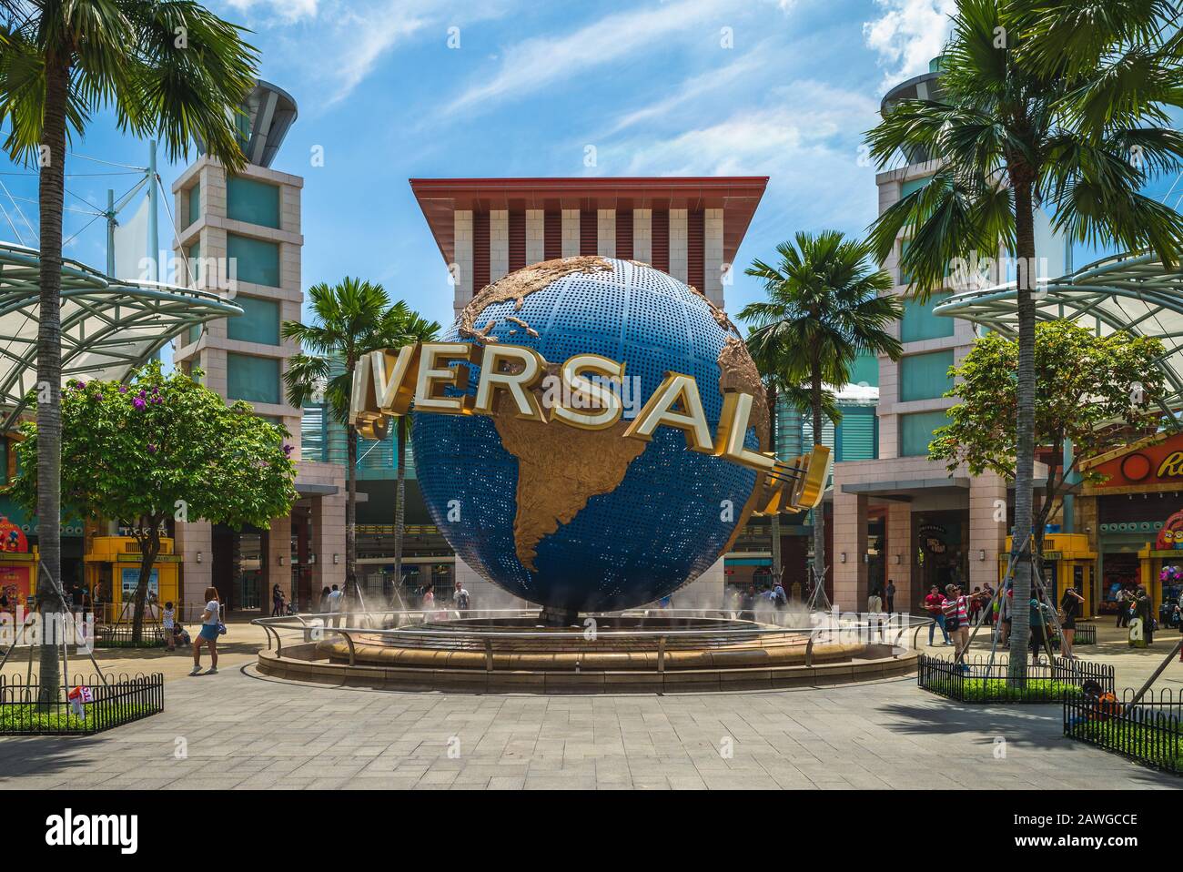 Sentosa, Singapur - 5. Februar 2020: Universal Studios Singapore, ein Freizeitpark in Resorts World Sentosa, wurde am 18. März 2010 eröffnet Stockfoto