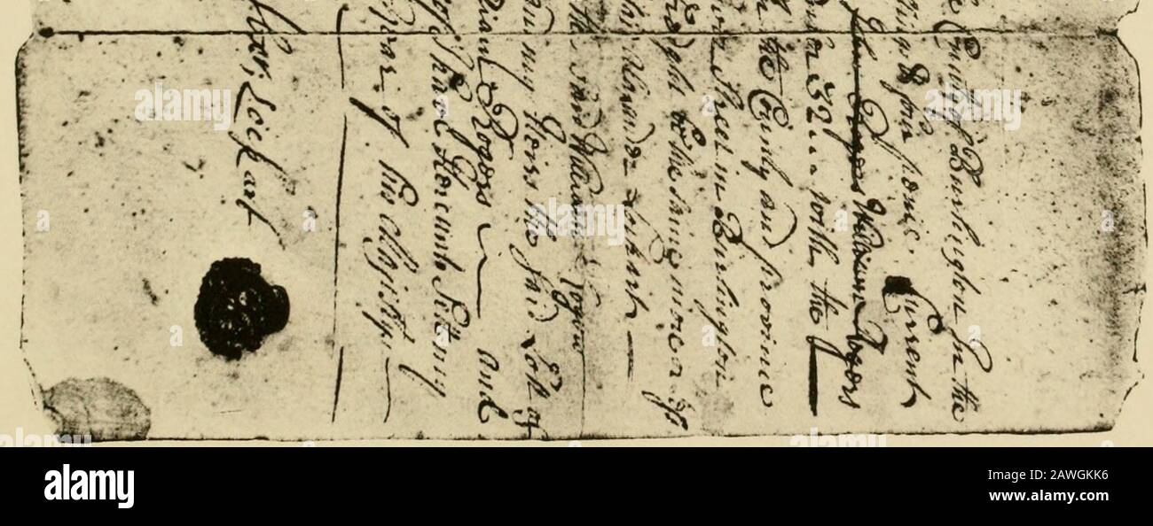 Annals of the Sinnott, Rogers, Coffin, Corlies, Reeves, Bodine und Allied Families . j*. ..t ^4-. Die ROGERS FAMILIE William Rogers, die unter dem Datum des i September, 1715, zwei Grundstücke in der Stadt Burlington gekauft haben soll. Die Löschung von John Rogerss Namein das Instrument für Los Nr. 32 ist möglicherweise eine Intimität einer Beziehung zwischen William Rogers vom Text und dem John Rogers von Burlington, der seinem Sohn William Rogers von Evesham in BurlingtonCounty durch Urkunde vom 9. September Land vermittelte, 1727,* und an seinen Enkel WilliamRogers am selben Ort, 10. Juni, 1753! William Rogers Stockfoto