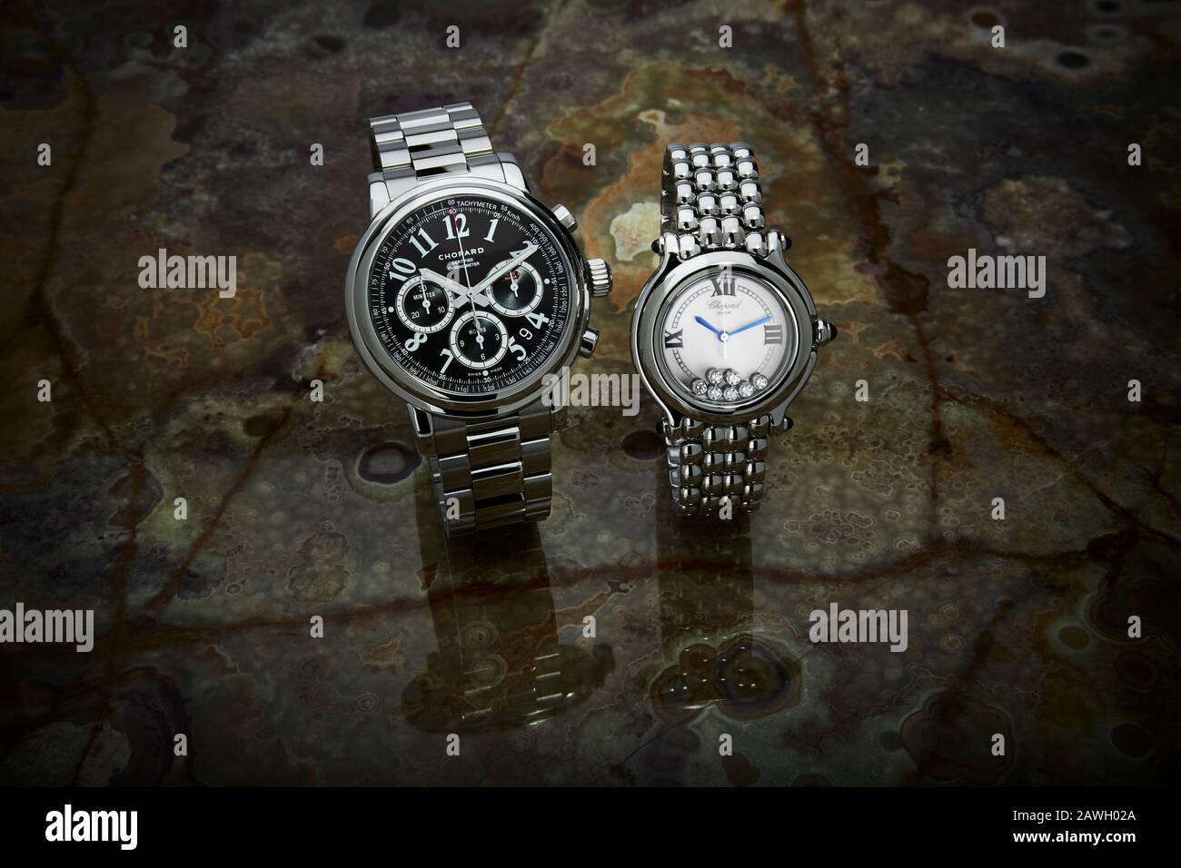 Zwei Chopard-Uhren Stockfoto