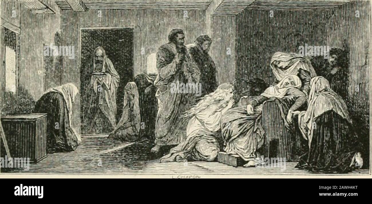 Der Nachahmung Christi: Vier Bücher . (-?i nouota Yn i aVubcGua. ^!)C ^biib iiooh. INNERER TROST. Kapitel I. Von Cftrists sficdrkii/g ii/i^untätig der Treuen Seele. Ich werde hören, was der Lordgottheit in mir sprechen wird.^ Selig ist die Seele, die den Herrn in ihr spricht,^ und rkeivt aus Seinem Mund das Wort des Trostes. Gesegnet sind die Ohren, die gerne die Impulse des Göttlichen Flüsterers empfangen und den vielen Flüstern dieser Welt keine Beachtung schenken. Is.ilni Iww. 8. - I Sain iii. 9. ? .[att XIII. 16, 17. Stockfoto