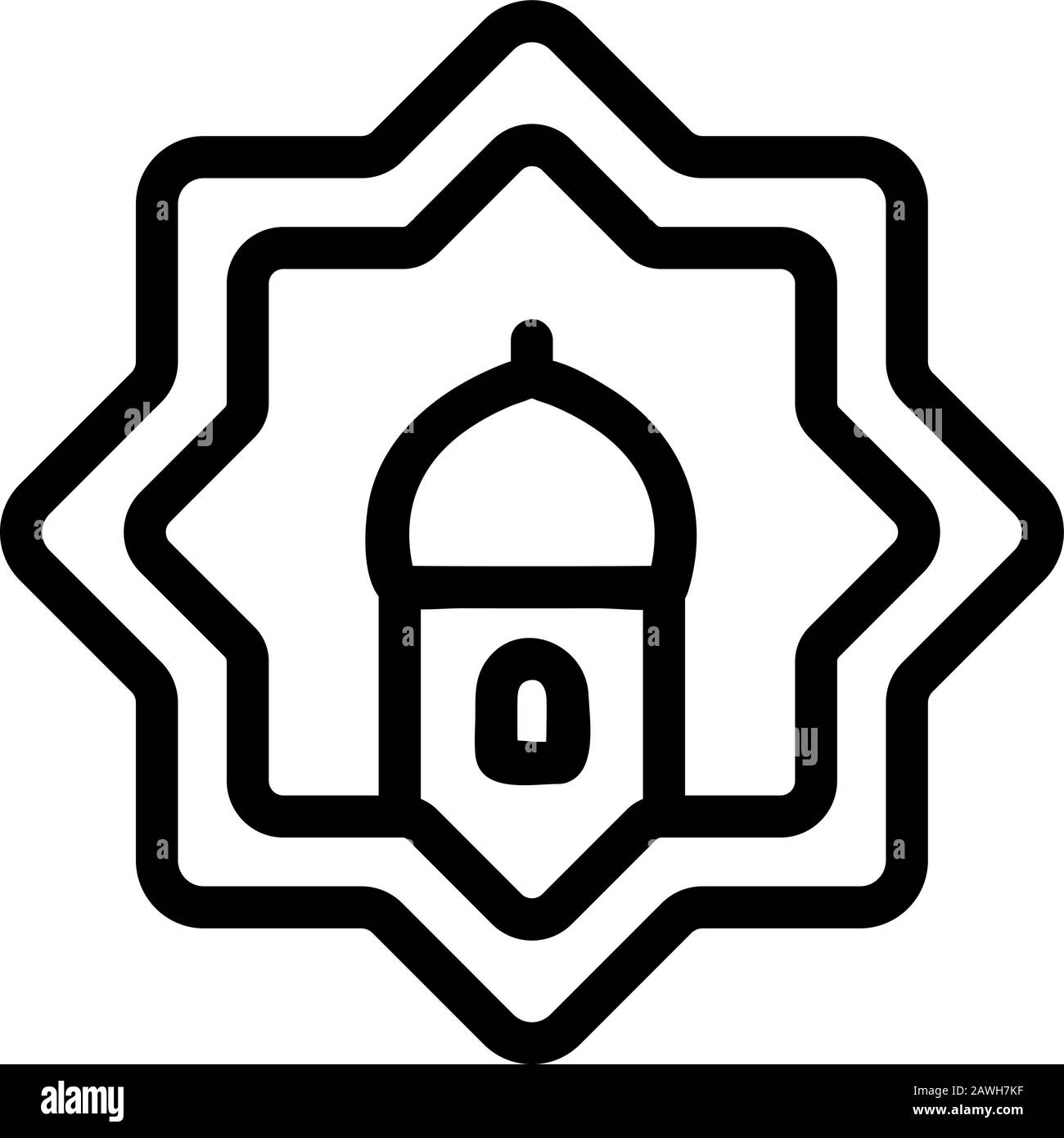 Moschee-Ikone-Vektor. Isolierte Darstellung des Kontursymbols Stock Vektor