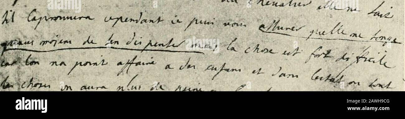 Die Liebe einer ungekrönten Königin, Sophie Dorothea, willigte in George 1. Ein, und ihre Korrespondenz mit Philip Christopher, Graf Königsmarck (jetzt erstmals von den Originalen veröffentlicht) von W.HWilkins . FACSIMILK OK OX1-: VON THIC IRINCESS BRIEFEN AN KONIGSMARCK. LO&gt;lo^}-aphcilfrom the origiuil iiiaiuscnpf in the Univer.ST/V Lihrarv at Liiitd.This letter is probabl  written at the Princesss Diktat by Knesebcck. Die SCHLACHT VON STEINKIRK 207 Konigsviarck gegen die Prinzessin. Vom Camp in der Nähe von Wavern. Es ist wieder soweit. Ich bin noch einmal entkommen. Ourtrupps kottierten nicht für irgendwelche Kämpfe, aber ich habe f Stockfoto