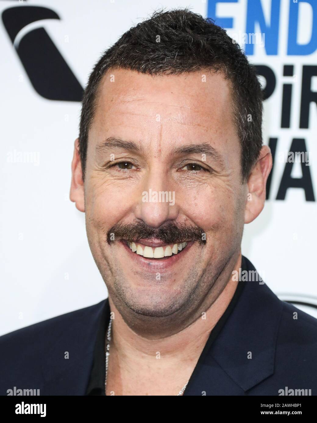 Santa Monica, Vereinigte Staaten. Februar 2020. Santa MONICA, LOS ANGELES, KALIFORNIEN, USA - 8. FEBRUAR: Schauspieler Adam Sandler posiert im Presseraum bei den Film Independent Spirit Awards 2020, die am 8. Februar 2020 im Santa Monica Beach in Santa Monica, Los Angeles, Kalifornien, Vereinigte Staaten abgehalten werden. (Foto von Xavier Collin/Image Press Agency) Credit: Image Press Agency/Alamy Live News Stockfoto