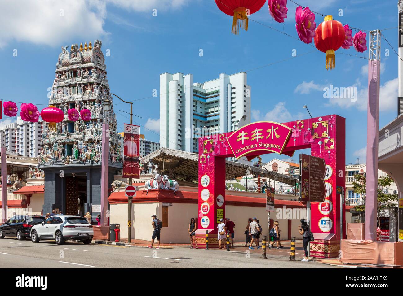 Einfahrt nach Chinatown, abseits der South Bridge Road, Singapur, Asien Stockfoto