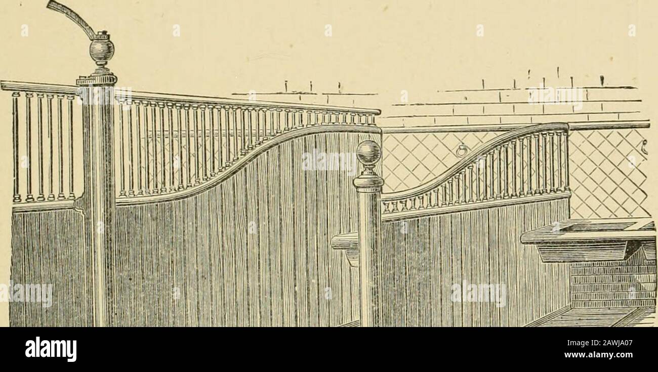 Das Pferd im Stall und auf dem Feld: Seine Sorten, Management im Gesundheits- und Krankheitsfall, Anatomie, Physiologie etc. . Oust, plain 3 0 0 Ditto dito emailliert 3 17 6 Eckständer aud Tröge für lose Kisten, Von 115 0 Ditto ditto bis 9 0 0 Patent-Halter-Führung und -Zügel, extiu 100 STABILE ARMATUREN 237 Die Halter-Tyeings sollten aus Leder bestehen, um ohne Lärm durch den Ring an der Krippe zu arbeiten, mit einem kurzen Kettenstück am Ende der obersten Knisterung. Das Band hat ein Gewicht am anderen Ende, das mit Dia-Gummi bedeckt ist, und arbeitet in einem eisernen Gehäuse, das an der Wand befestigt ist. Whenwe Stockfoto