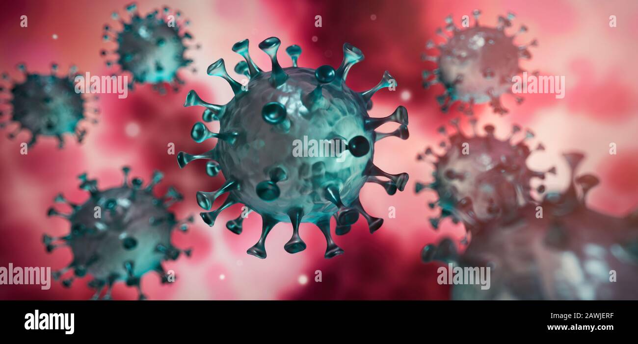 Detaillierter Render Corona Virus - 3D-Abbildung Stockfoto