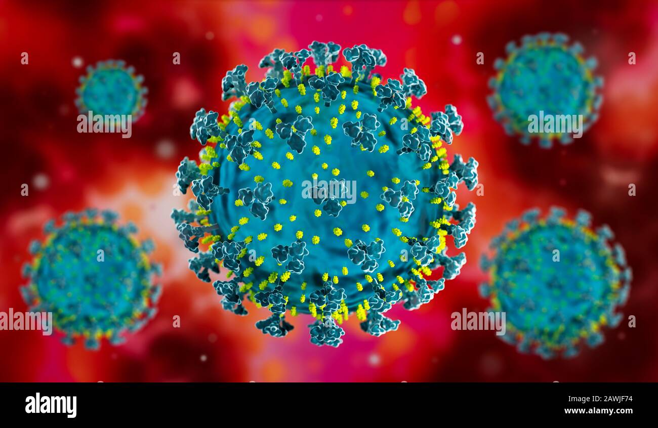 Detaillierter Render Corona Virus - 3D-Abbildung Stockfoto