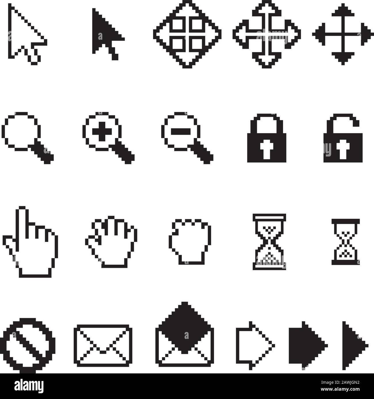 Vektorsammlung von Pixelcomputer-Symbolen Stock Vektor