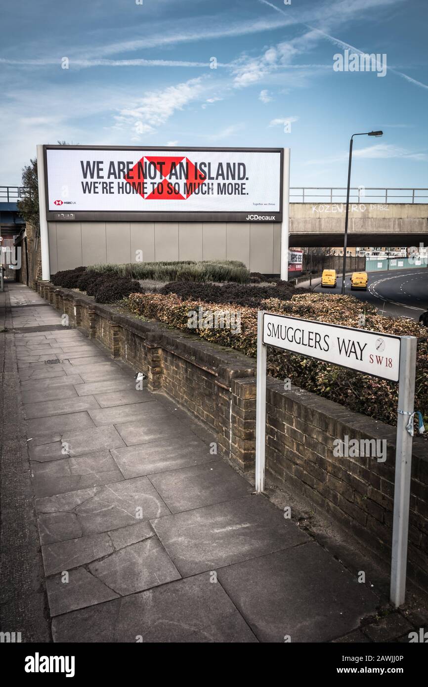 HSBC Wir Sind Keine Island Werbekampagne von Wunderman Thompson Stockfoto