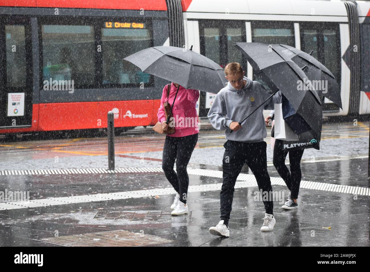 Verregnete und windige Sydney Stockfoto