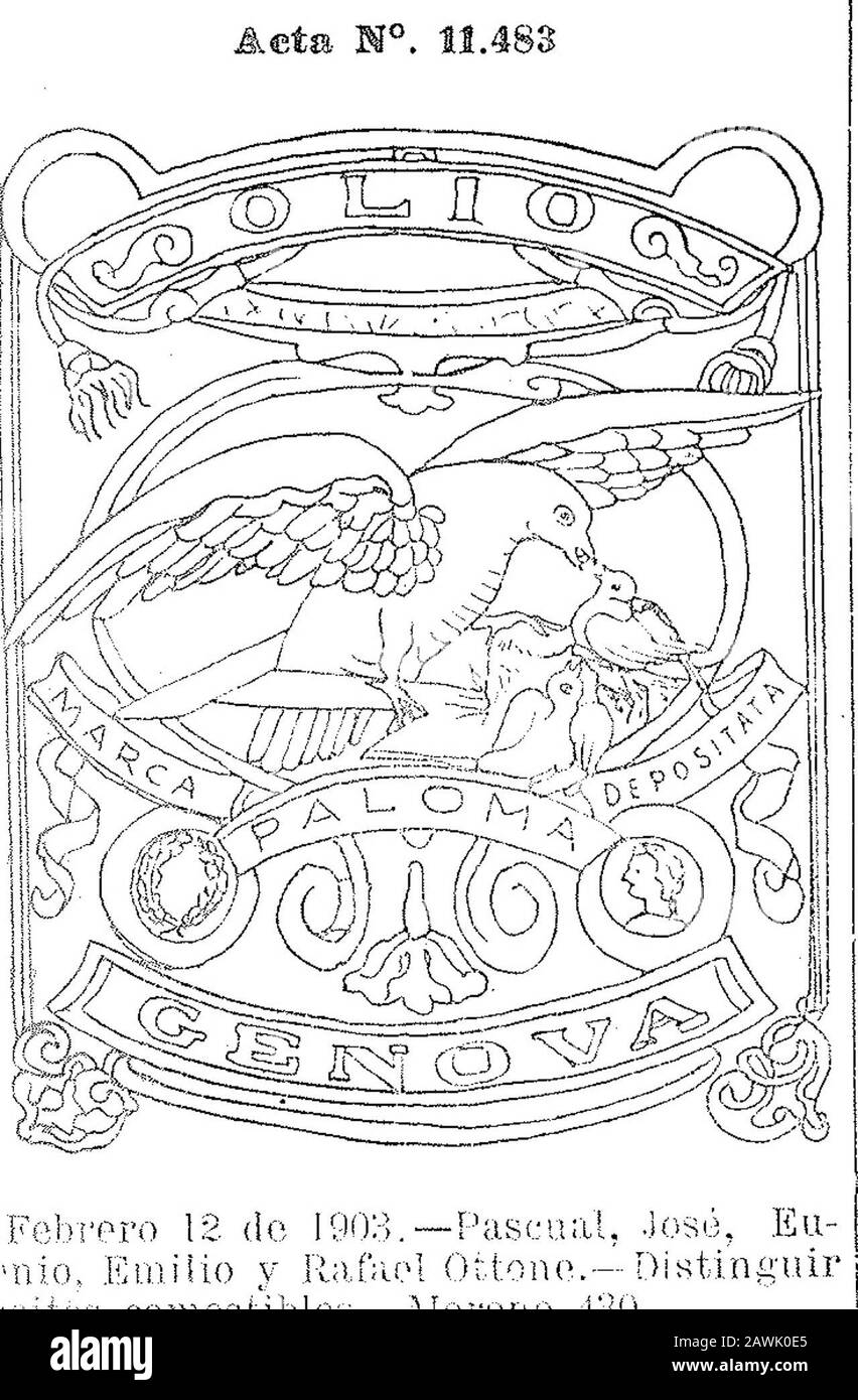 Boletín Oficial de la República Argentina argentina around 1ra sección. 35BSF"GJ Ipil,,?y;  : •-, ? -i Februar 13 de 1903.-Alvarez, Tobia yCía.-Distinguir comestibles, bebidas y es-pecialmente aceite de oiiva. Rivadavia 1455. V-19-Fehrero. :".[ boletín official]^s{^^mmmtz^¿m^tmm^^^mmms¿ii^^3is^m^mm;m &mmíLmmm¿&Mim£¡i^3£¡TA¿mm%¡i Acta N. 11.483. ACIA Nr. 11.476 TONE FRANCESCO HENZI -...*. V"(¡. WB BÍUÍIEZ;!, --iv, ... I:?FERNtT dSnpírlore a tnüíjGü íssinUlírí: ".ir.™. ,.¡4/,.....,: :,.-;. /UNZA ENZI fí>:^:J7 ü^-. 4 %ff ¥^5V -# .ÉL J-¡cJÉI ROSARIO JFE 12. Februar 1903.-Pascual, José, Eu-<nio Stockfoto