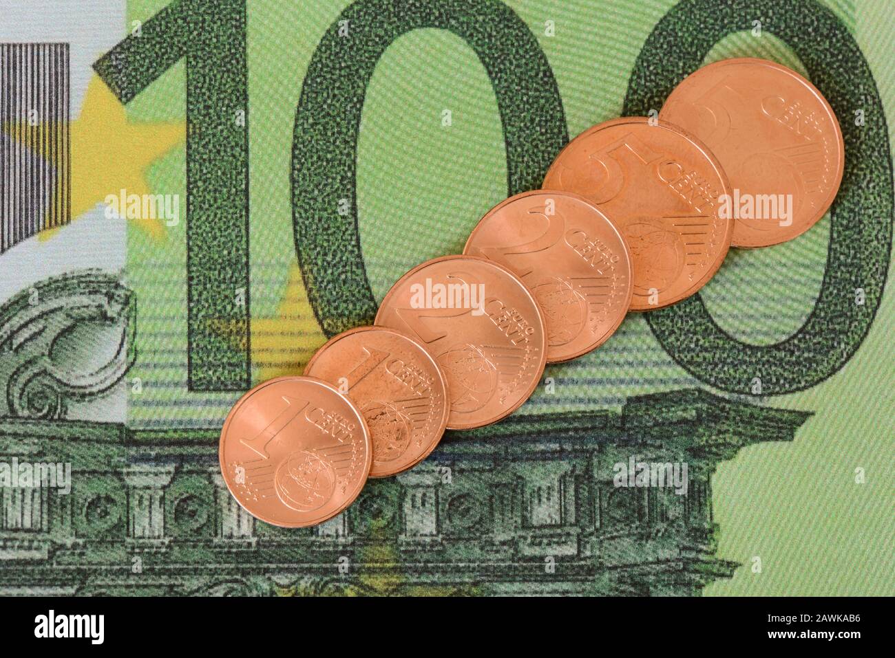 Medienberichten zufolge plant die neue EU-Kommission, alle 1-, 2- und 5cent-Münzen abzuschaffen Stockfoto