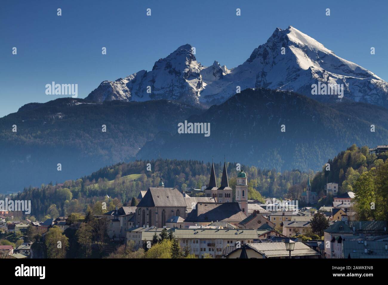Stadt Berchtesgaden im Watzmann Gebirge, Bayern, Deutschland Stockfoto