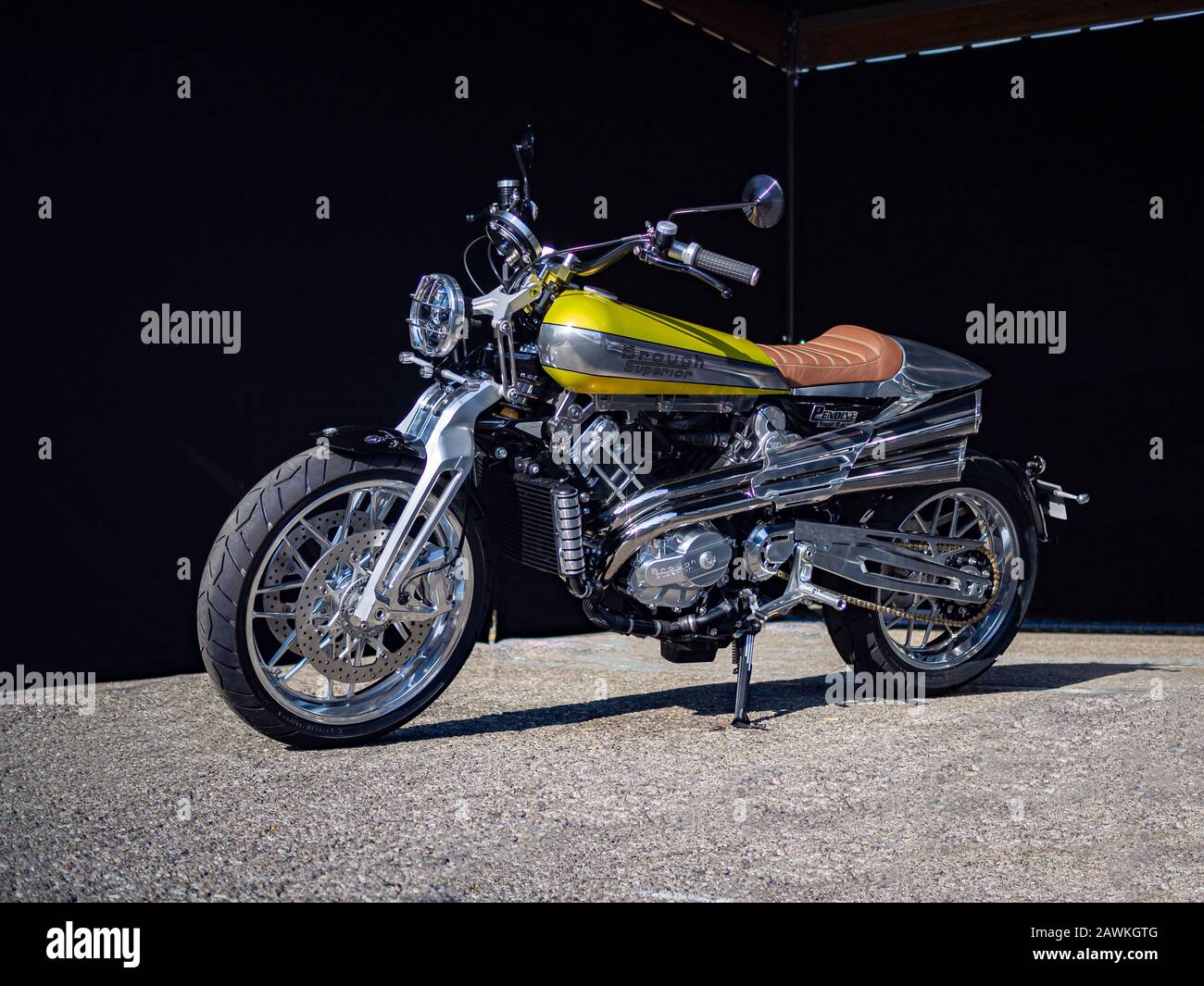 Montmelo, SPANIEN - 29. SEPTEMBER 2019: 2019 Brough Superior Pendine Sands Racer (Sportversion) Motorrad Stockfoto