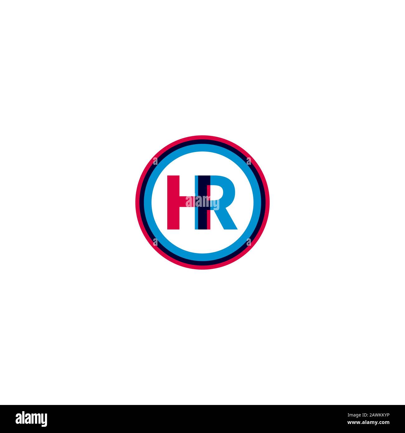 HR-Logo, Personalsymbol, farbige Großbuchstaben im Kreis, Vektorzeichen Stock Vektor