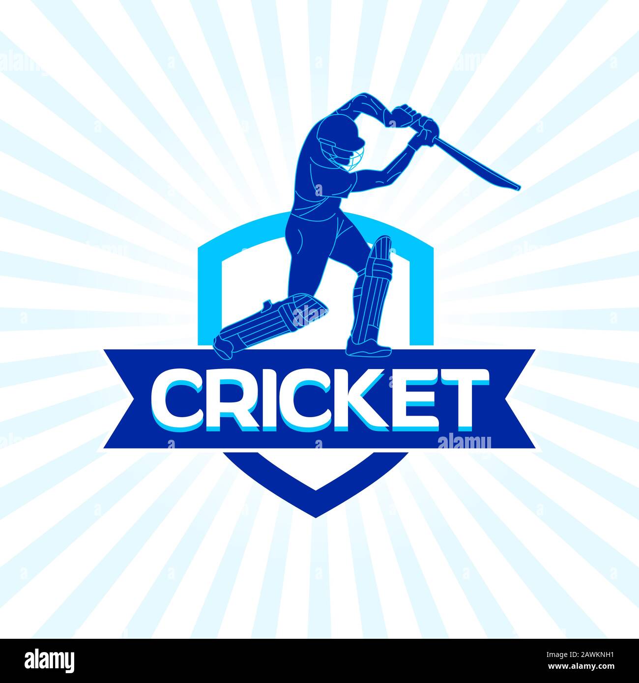 Abstraktes Cricket Team Logo Design, Konzept, Poster, Vorlage, Banner, Symbol, Einheit, Label, Web, mnemonisch - Vektor, Illustration Stock Vektor
