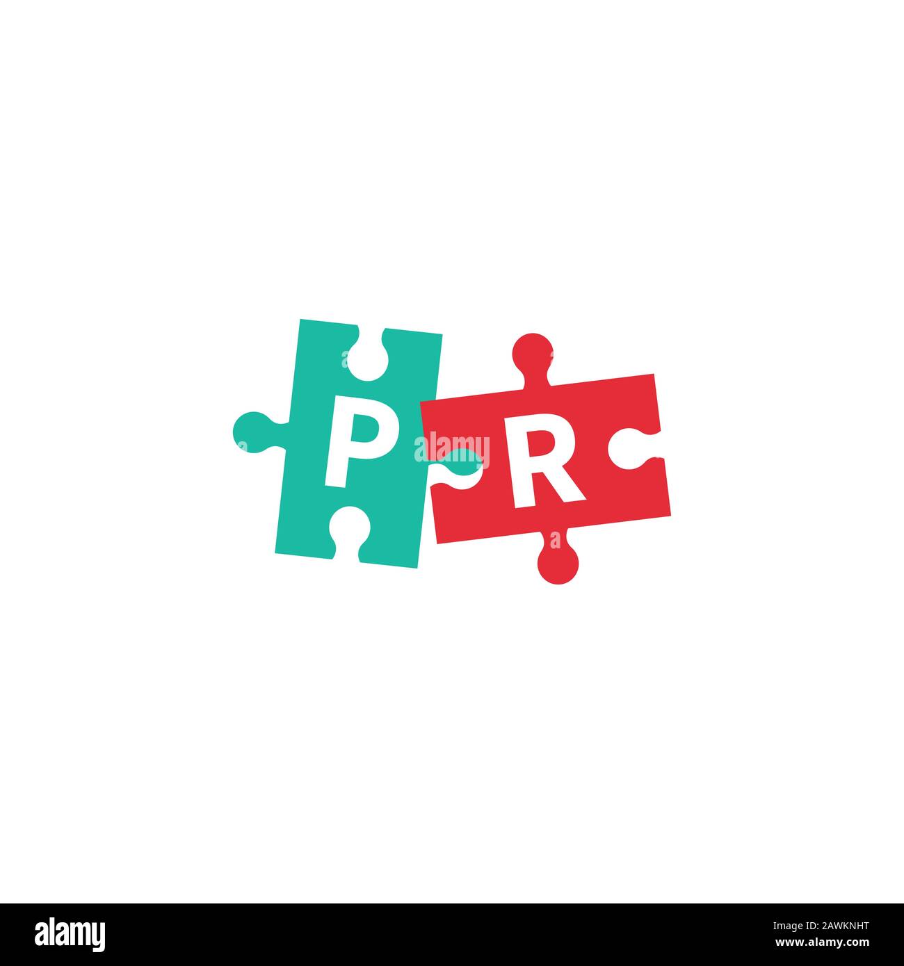 PR-Logo, PR-Vektorsymbol, Buchstaben p und r auf Puzzle Stock Vektor