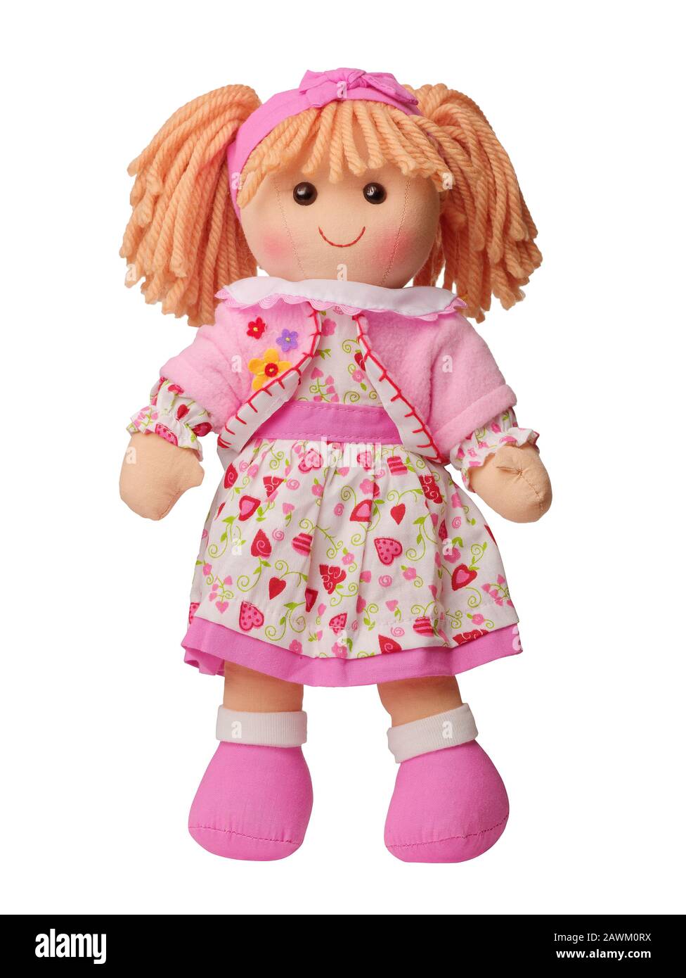 Auf weißem Hintergrund isolierte Rag Puppe Stockfoto