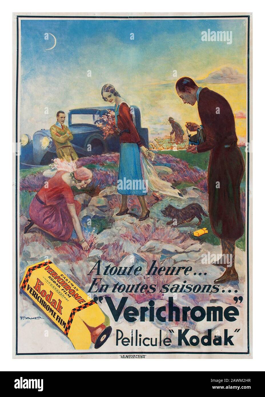 Kodak Verichrome Film Advertisement von Vintage 1920er Jahren ' Zu jeder Zeit in Allen Jahreszeiten' VERICHROME Kodak Film France Stockfoto