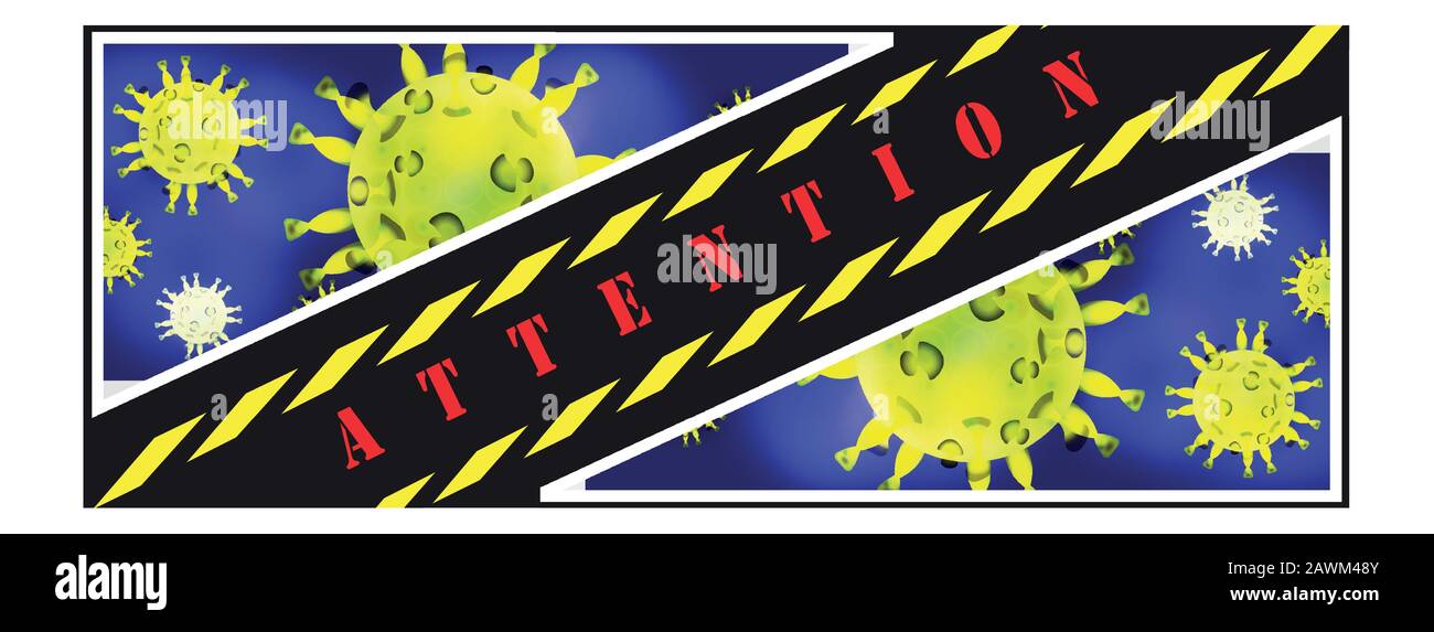 Achtung Corona-Virus. Zeichen Vorsicht Corona-Virus. Corona-Virus Stock Vektor