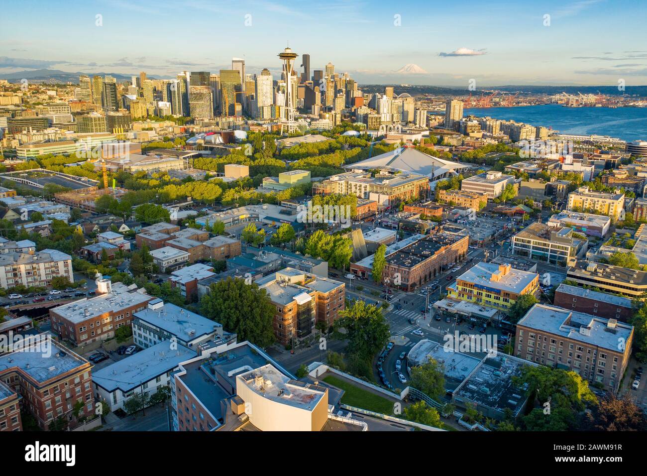 Luftbild der Stadt Seattle von Königin Anne Stockfoto