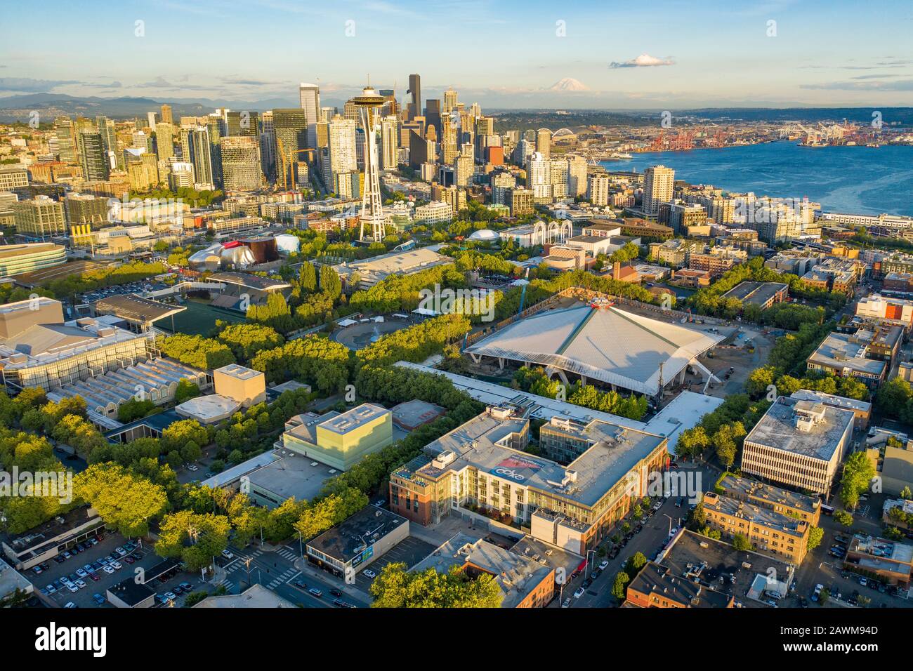 Luftbild der Stadt Seattle von Königin Anne Stockfoto