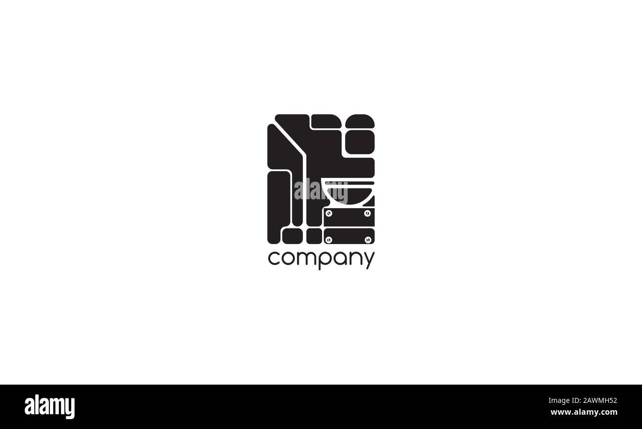 Vector Black Logo, auf dem ein abstraktes Bild eines Kaffeehauses im industriellen Stil hergestellt wird. Stock Vektor