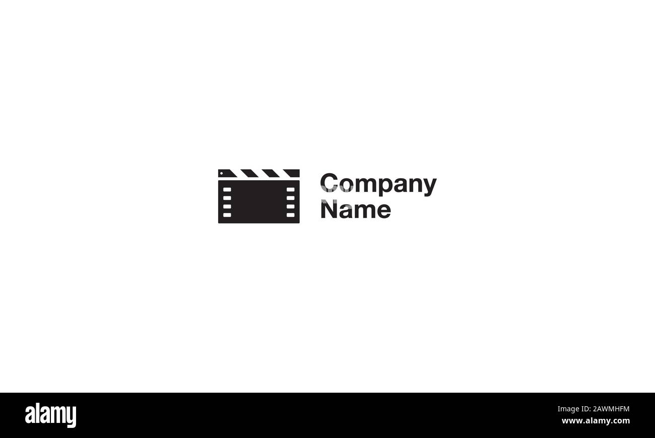 Vektorlogo, auf dem ein abstraktes Bild von Filmstreifen und Videoplatine klapperboard abgebildet ist. Stock Vektor