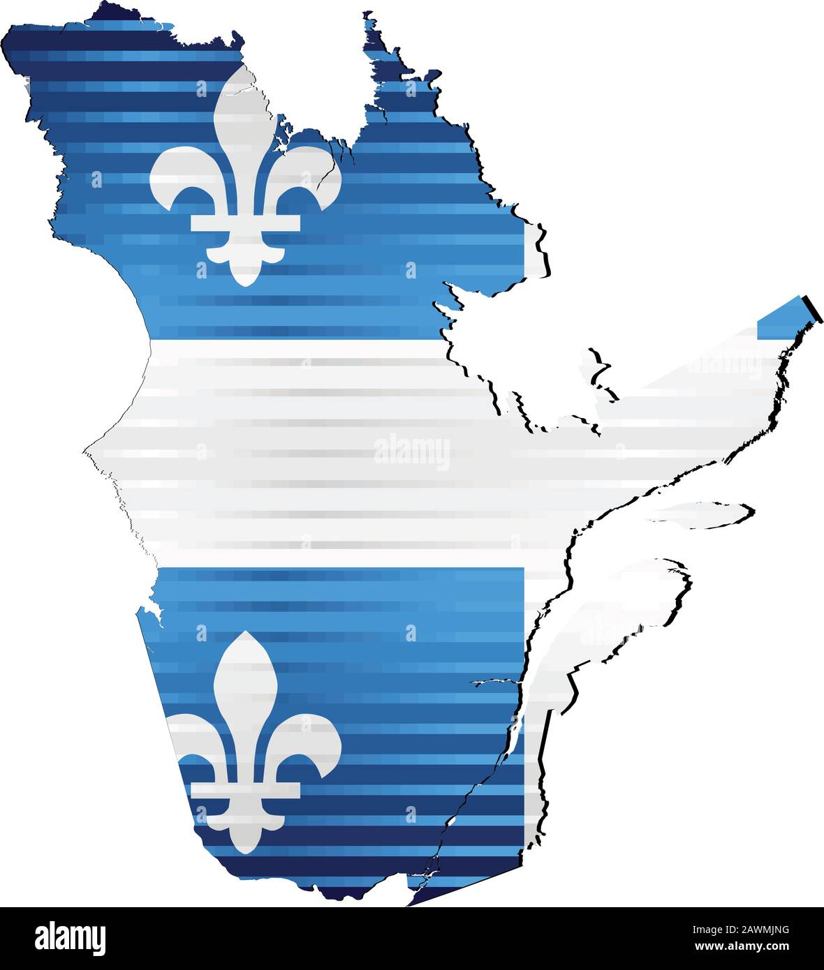 Glänzende Grunge Karte von Quebec Stock Vektor