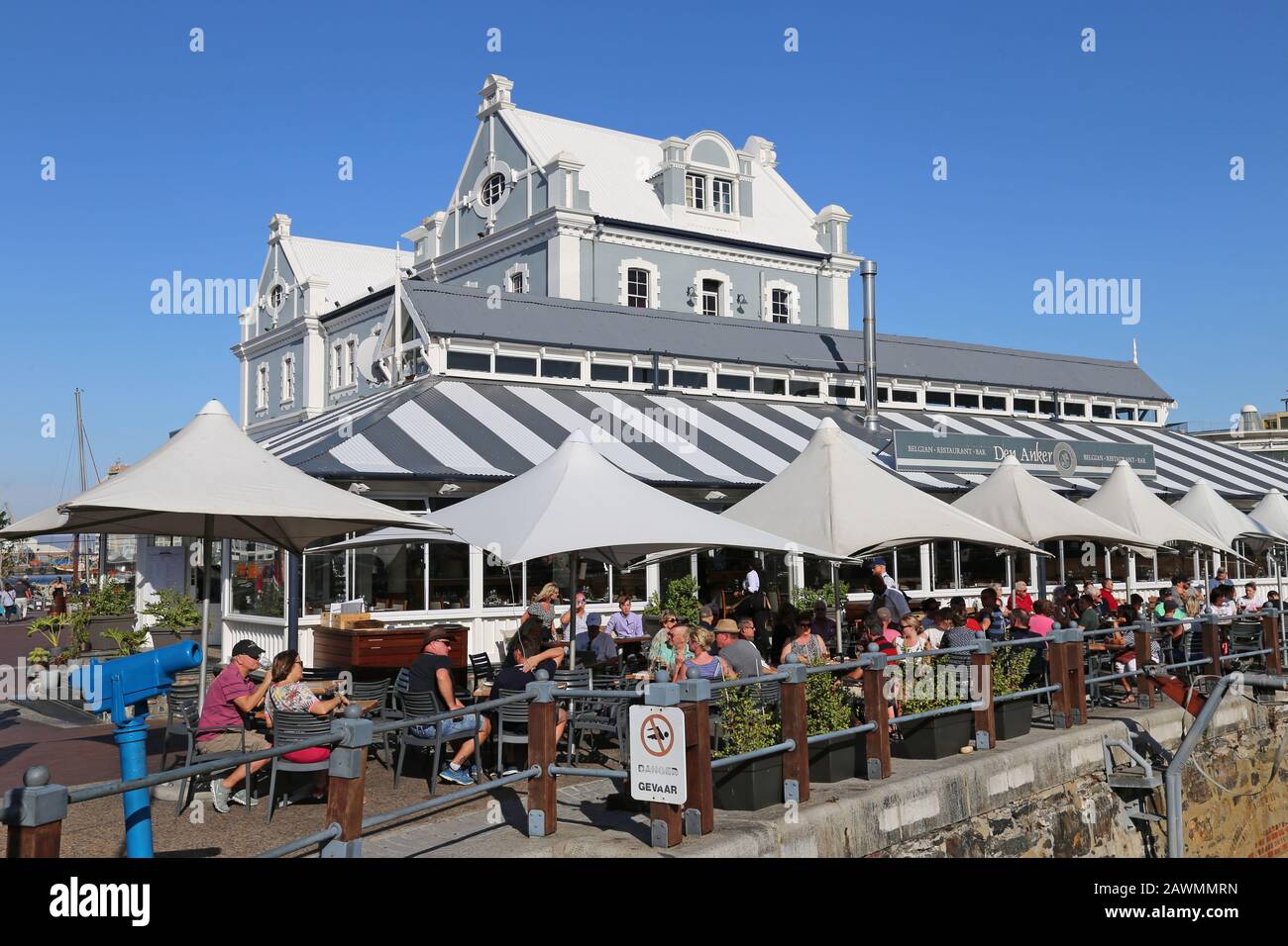 Das Restaurant den Anker, Alfred Basin, V&A (Victoria und Alfred) Waterfront, Kapstadt, Table Bay, Western Cape Province, Südafrika, Afrika Stockfoto