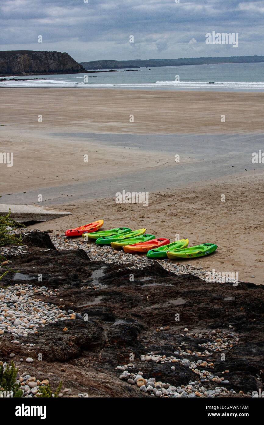 Frankreich, Bretagne, Pen Hir, Pen Hir Natural Site, Strand, Klippen, Wanderweg, Picknicks, Bootstouren, Restaurant, Plage de Vaeryac'h, Plage duLam Soaz, Stockfoto
