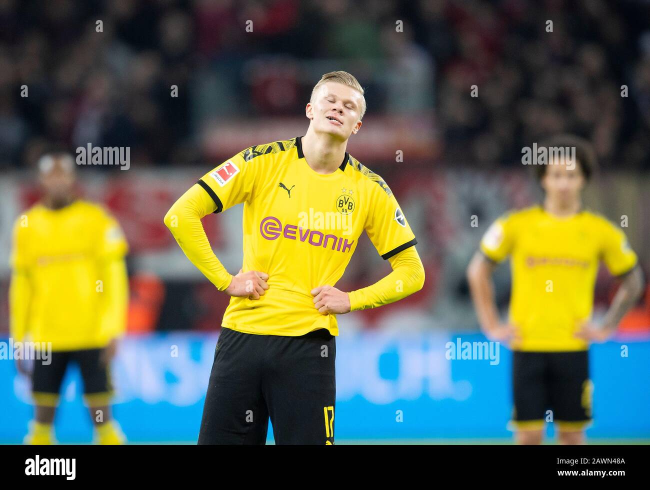 Erling Haand (DO) enttäuscht, Fußball 1. Bundesliga, 21. Spieltag, Bayer 04 Leverkusen (LEV) - Borussia Dortmund (DO), am 8. Februar 2020 in Leverkusen/Deutschland. ¬ Nutzung weltweit Stockfoto