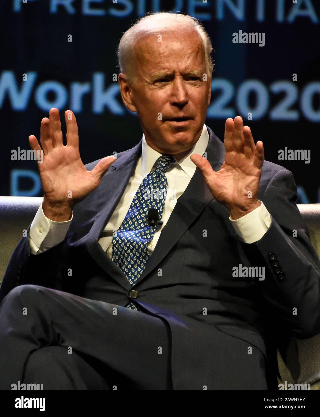 Philadelphia, PA, USA - 17. SEPTEMBER 2019: Joe Biden auf Dem Workers' Presidential Summit im Pennsylvania Convention Center. Stockfoto