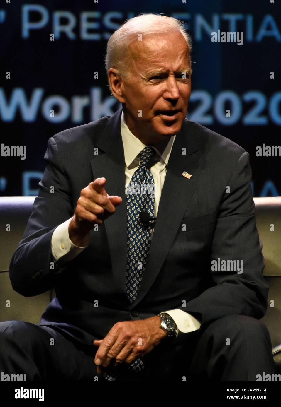 Philadelphia, PA, USA - 17. SEPTEMBER 2019: Joe Biden auf Dem Workers' Presidential Summit im Pennsylvania Convention Center. Stockfoto