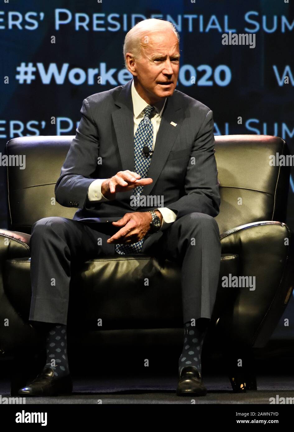 Philadelphia, PA, USA - 17. SEPTEMBER 2019: Joe Biden auf Dem Workers' Presidential Summit im Pennsylvania Convention Center. Stockfoto