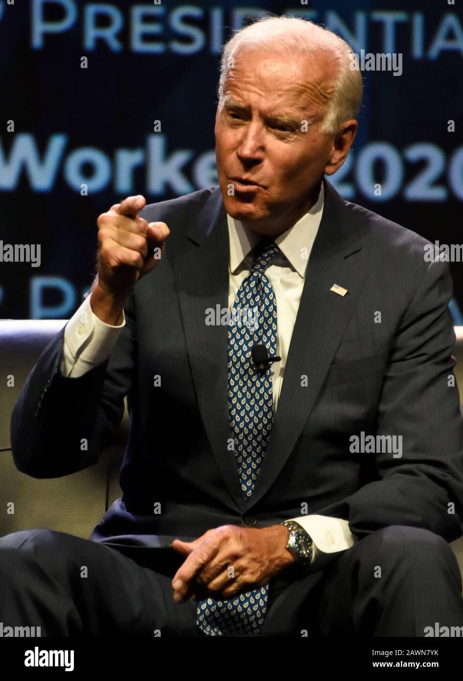 Philadelphia, PA, USA - 17. SEPTEMBER 2019: Joe Biden auf Dem Workers' Presidential Summit im Pennsylvania Convention Center. Stockfoto