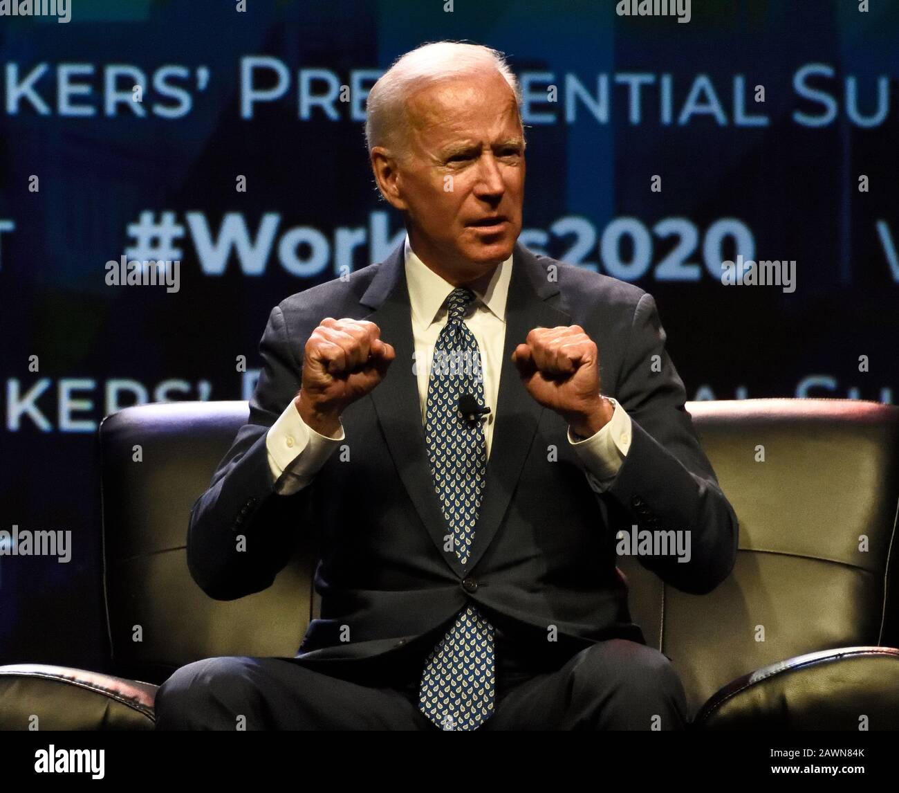 Philadelphia, PA, USA - 17. SEPTEMBER 2019: Joe Biden auf Dem Workers' Presidential Summit im Pennsylvania Convention Center. Stockfoto