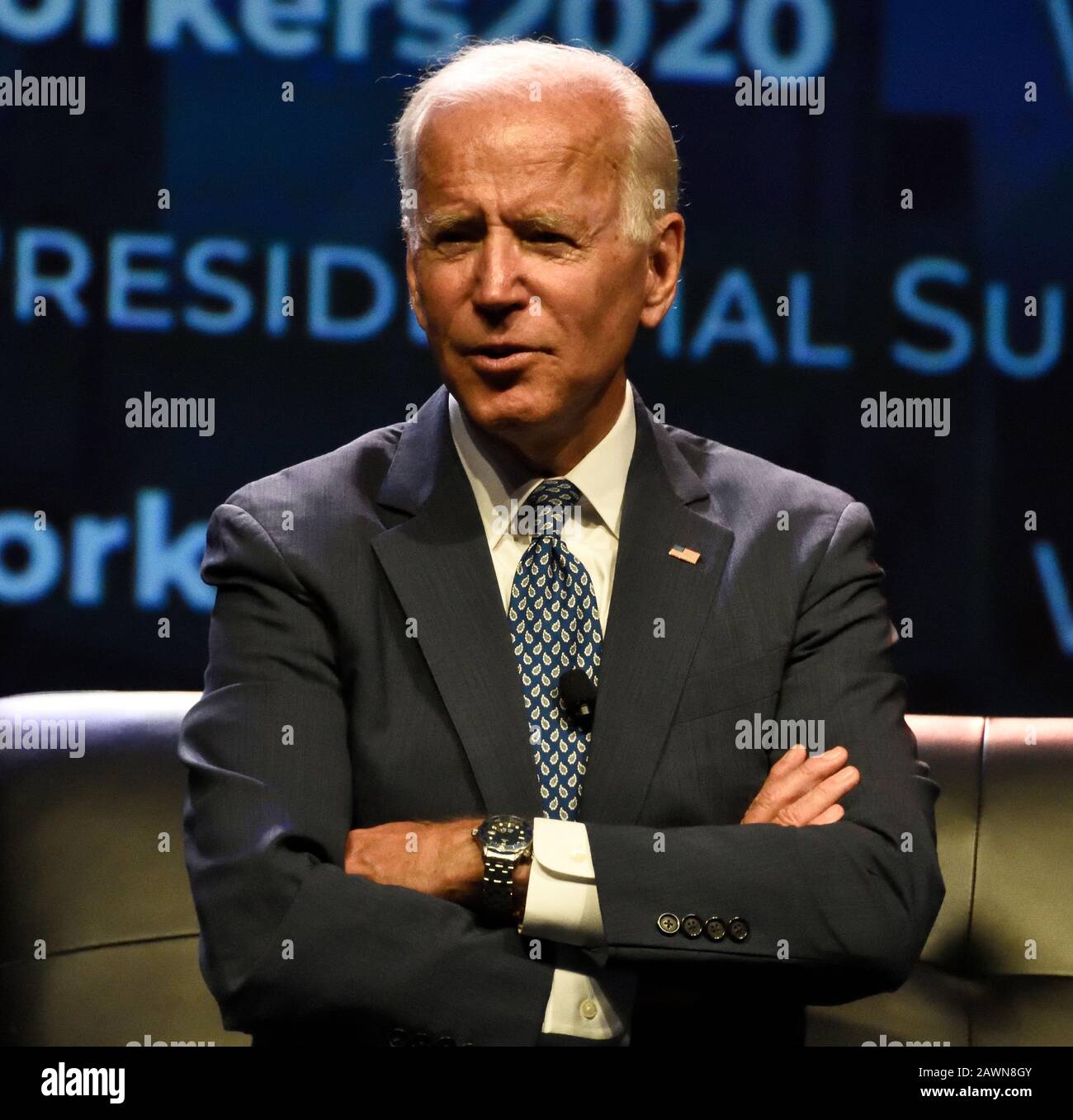 Philadelphia, PA, USA - 17. SEPTEMBER 2019: Joe Biden auf Dem Workers' Presidential Summit im Pennsylvania Convention Center. Stockfoto