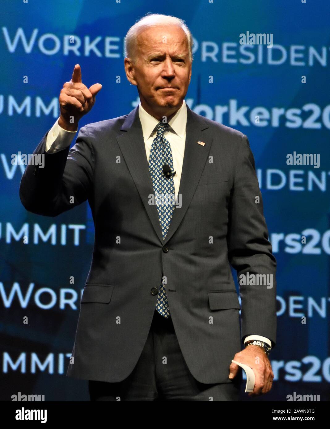 Philadelphia, PA, USA - 17. SEPTEMBER 2019: Joe Biden auf Dem Workers' Presidential Summit im Pennsylvania Convention Center. Stockfoto