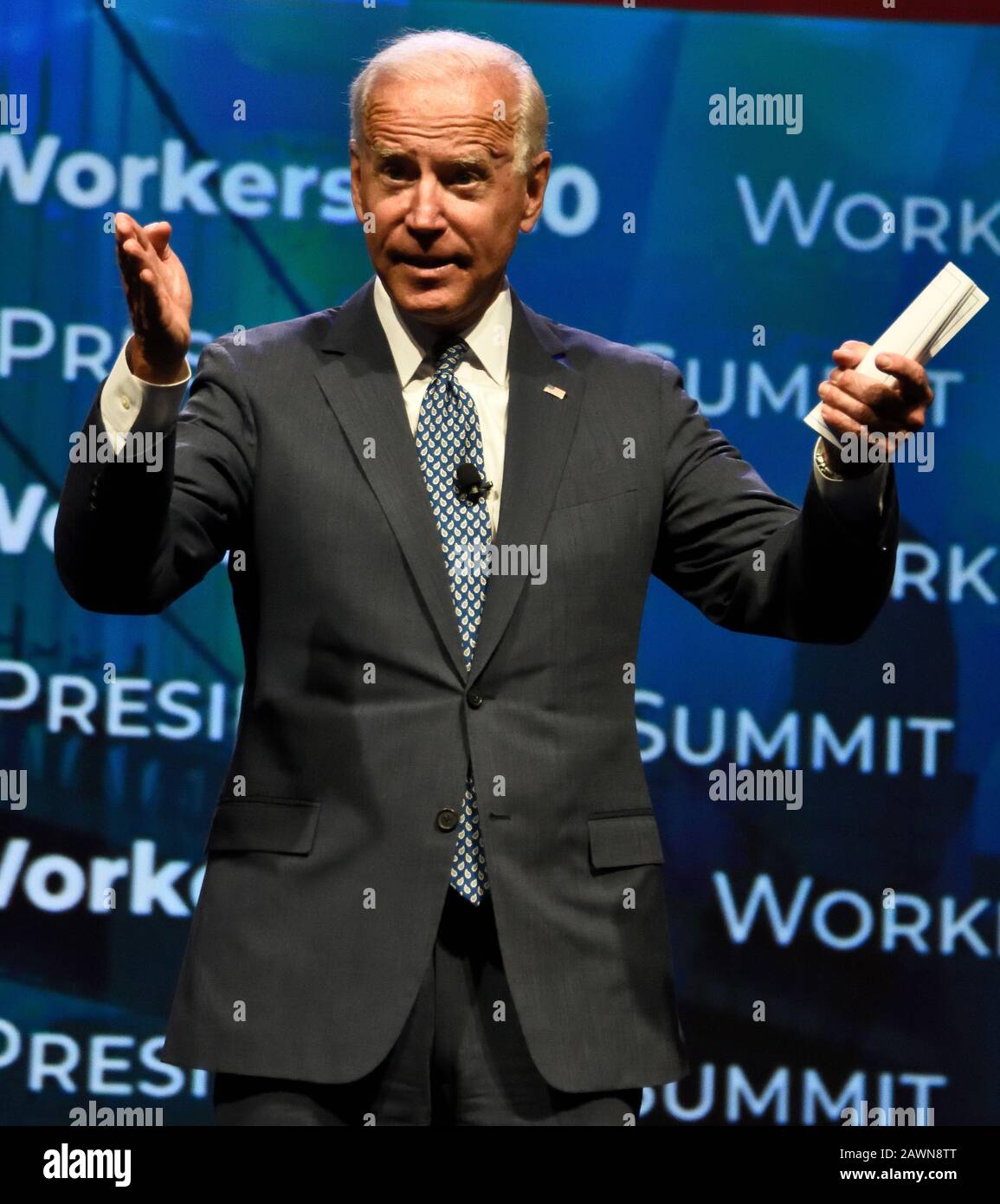 Philadelphia, PA, USA - 17. SEPTEMBER 2019: Joe Biden auf Dem Workers' Presidential Summit im Pennsylvania Convention Center. Stockfoto