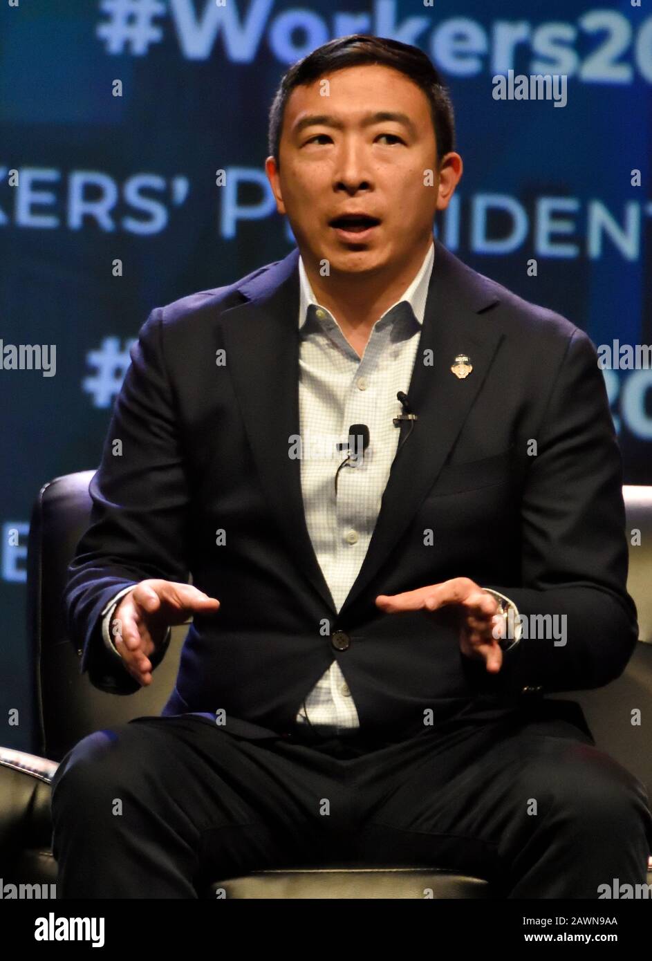 Philadelphia, PA, USA - 17. SEPTEMBER 2019: Andrew Yang beim Workers Presidential Summit im Pennsylvania Convention Center. Stockfoto