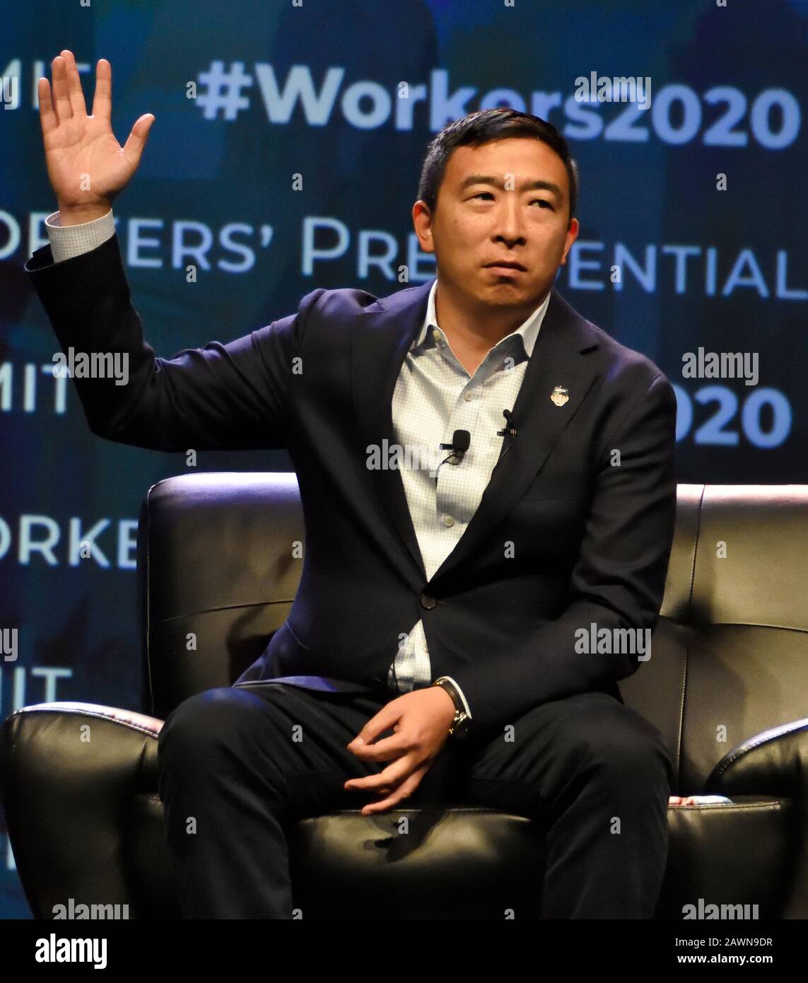 Philadelphia, PA, USA - 17. SEPTEMBER 2019: Andrew Yang beim Workers Presidential Summit im Pennsylvania Convention Center. Stockfoto