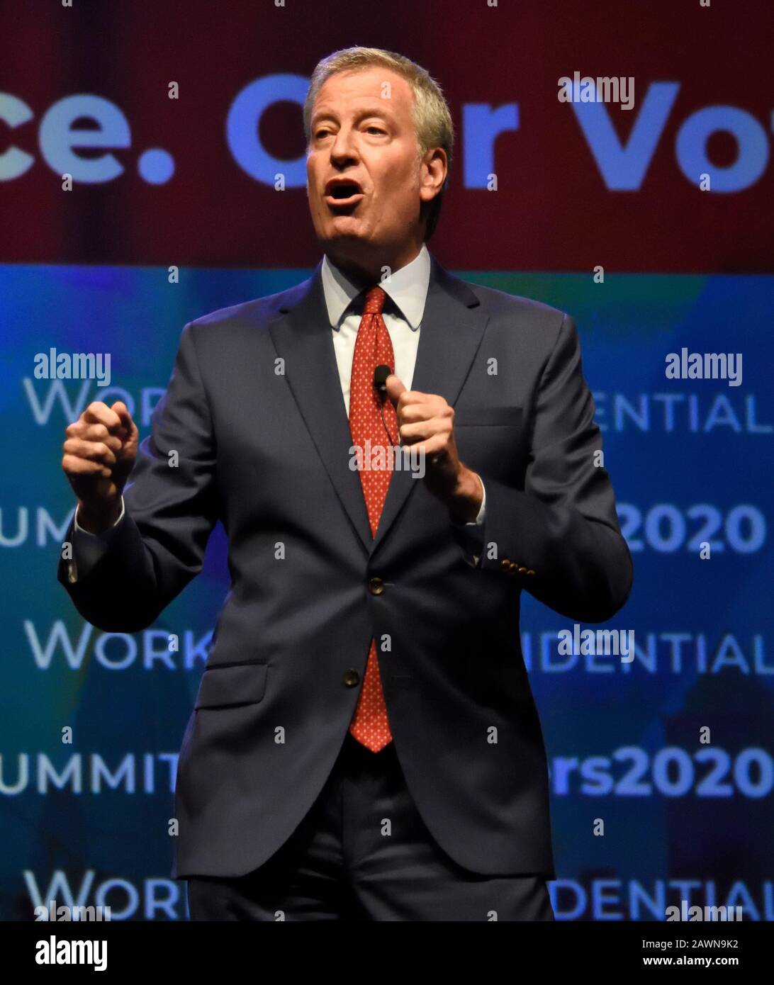 Philadelphia, PA, USA - 17. SEPTEMBER 2019: Bill De Blasio auf Dem Gipfeltreffen Der Arbeiterpräsidenten im Pennsylvania Convention Center. Stockfoto